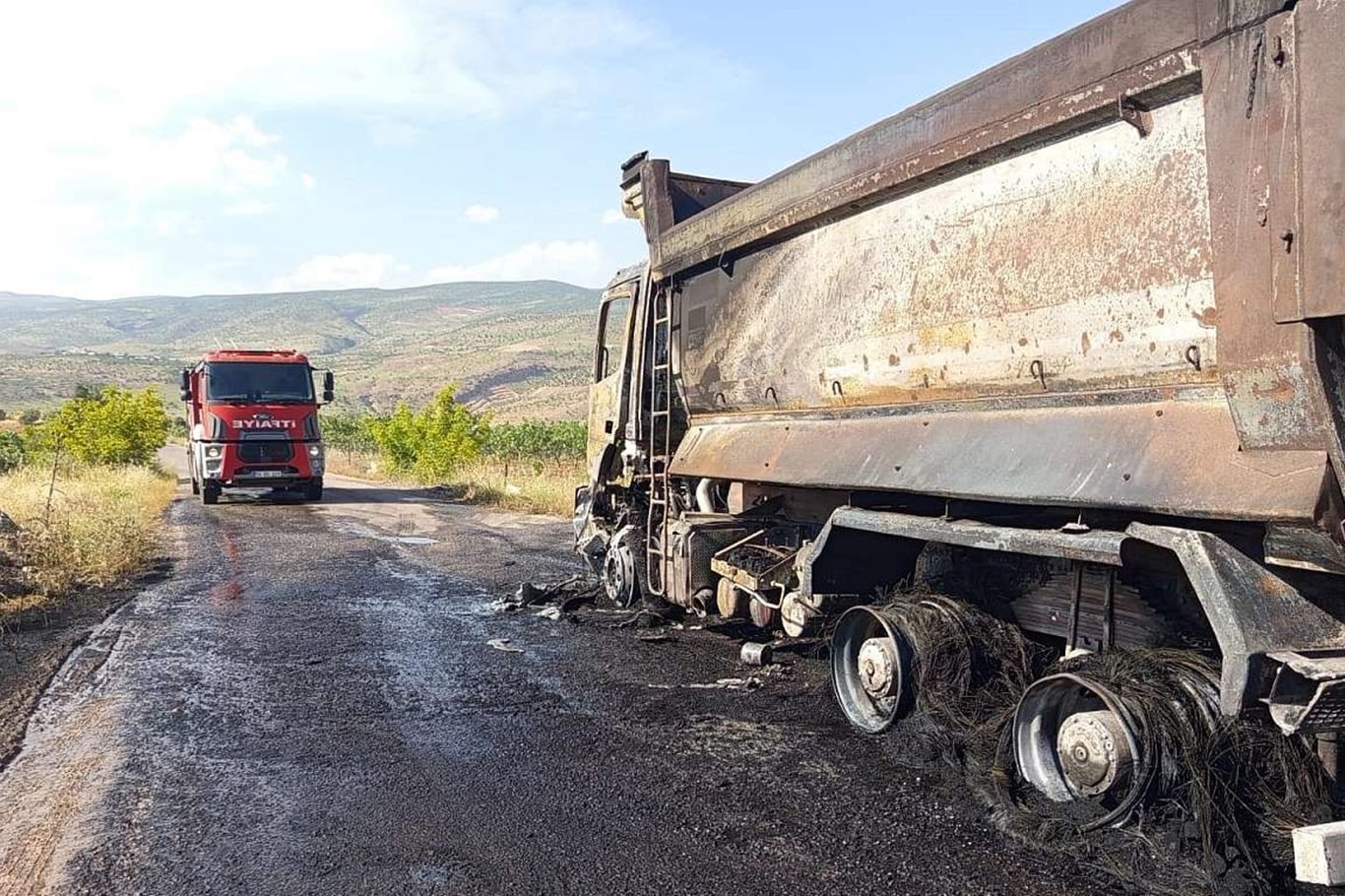 Siirt’te seyir halindeki kamyon alev aldı