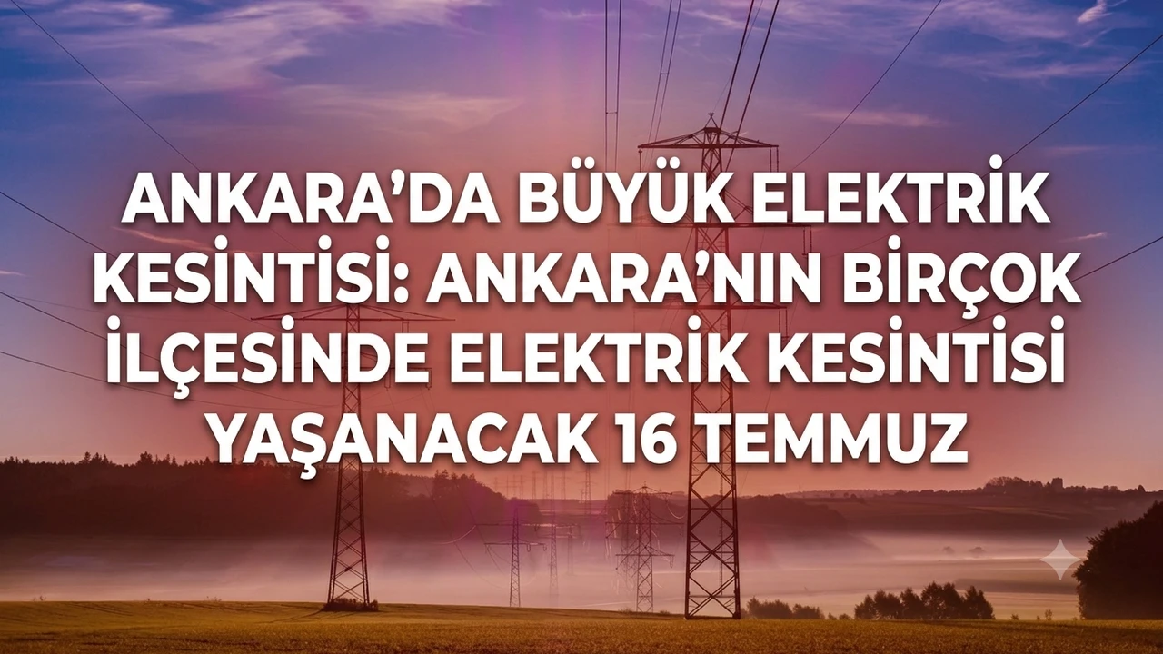Ankara’da Büyük Elektrik Kesintisi: Ankara’nın Birçok İlçesinde Elektrik Kesintisi Yaşanacak 16 Temmuz